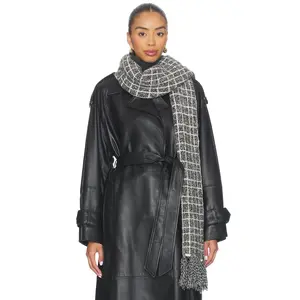 Varley Lindsey Check Knit Scarf in Charcoal Marl