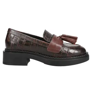 Seychelles Womens Final Call Croc Penny Loafers Casual - Brown