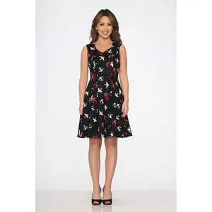 3231 Black Swallow Swing Dress