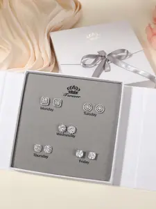 Elegant Artificial Zircon Inlaid Earrings Set, Fine Studs, Fashion Jewelry for Party, Daily Clothing Decor, Trendy All-match & Exquisite Jewelry for Birthday Gift