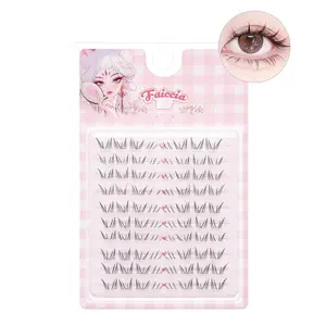 Glue-type 80-cluster Polaris lower eyelashes, little rabbit eyes false eyelashes, sweet lolita transparent lash band, manga-style false eyelashes, natural individual clusters with C curl, reusable false eyelashes, 5-6mm, easy to use at home, very suitable