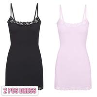2pcs Dress(Black/Pink)