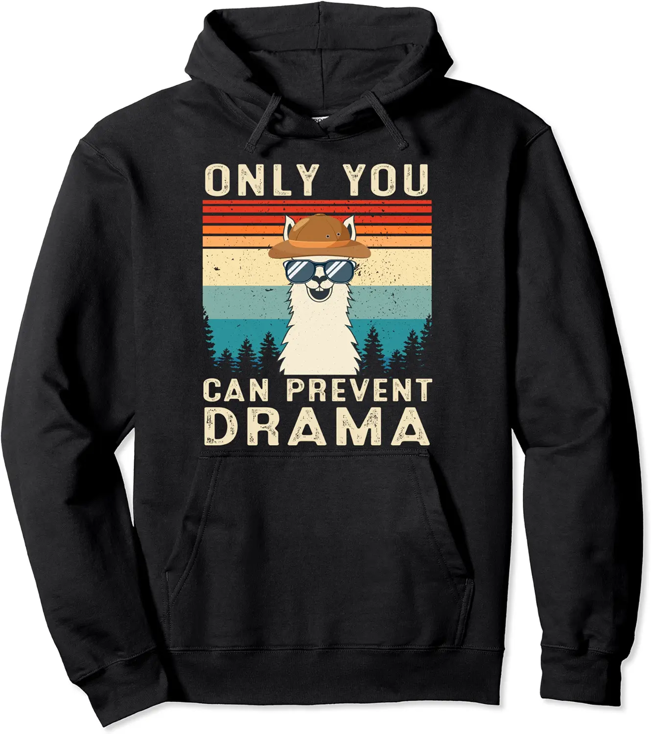 Only You Can Prevent Drama Llama Funny Camping Camper Retro Pullover Hoodie - Karenlyn Shop 37B0D3F3G1F3