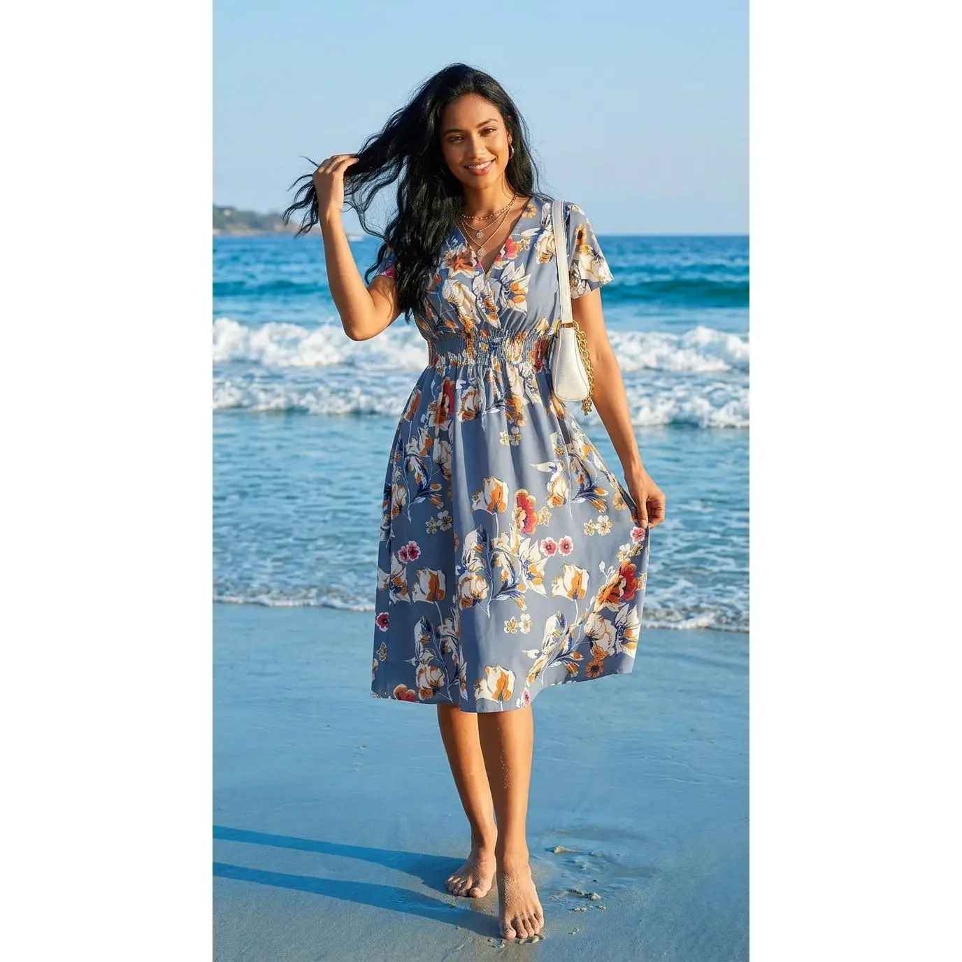 Large floral blue-gray