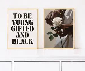 Set 2 Black Empowerment Art Prints, Young Gifted & Black, Afrocentric Decor