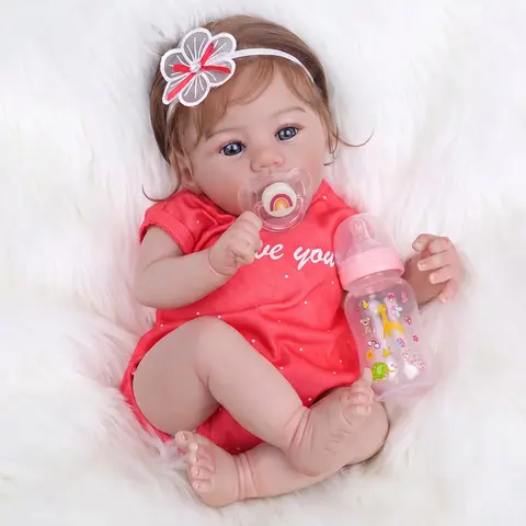 [WOOROY] Reborn Baby Doll - Excellent Gift for Birthday Christmas Gift and New Year, 18 In Lifelike Newborn Baby Girl, Real Baby with Soft Cloth Body Doll for Kids Age 3+