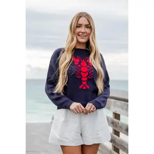 Harbor Lobster Navy Knit Sweater