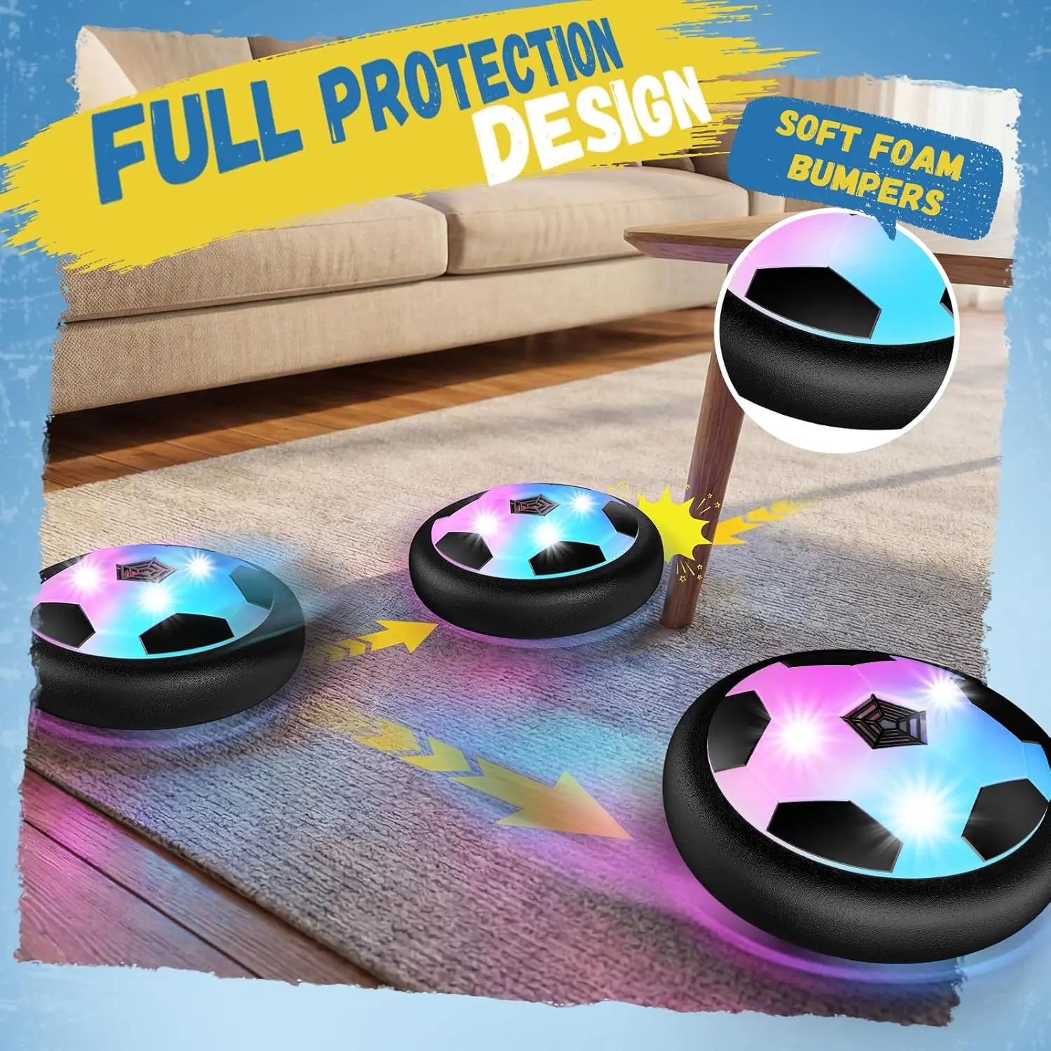 Hover Soccer Ball Toys for 3-12 Year Old Boys Girls, Indoor and Outdoor Creative Toys for Toddlers with Foam Bumper, Birthday Gifts for 3 4 5 6 7 8+ Year Old Children's