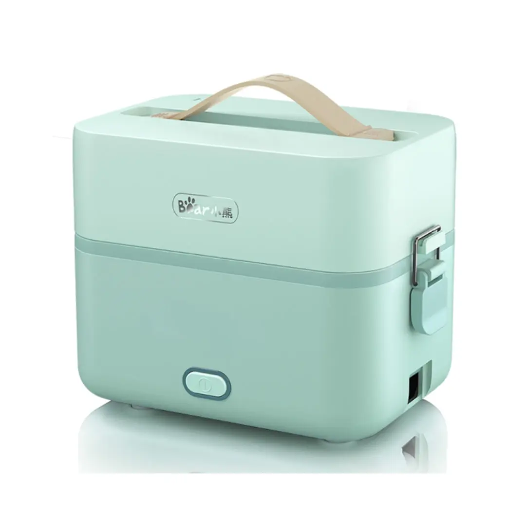 Bear DFH-B12E1 1.2L Rectangular Electric Heating Lunch Box, 120V Portable Food Steamer and Warmer with 2-Tier Stainless Steel Containers