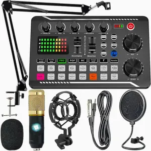 Podcast Equipment Bundle, Soundcard Recording Studio Package with Voice Changer, Audio Interface for Laptop, Vlog & Live Streaming, Sound Card Set