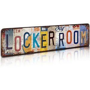 Locker Room Vintage Metal Tin Sign - Rustic Sports Wall Art for Gym, Garage, Man Cave, Team Spirit Décor - 4x16 Inch