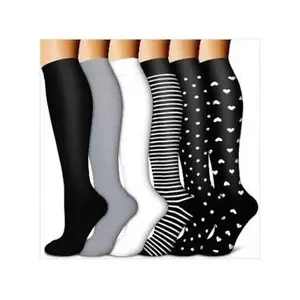 6 Pairs High-Performance Compression Socks – Unisex Calf Support, Moisture-Wicking, Anti-Odor, Anti-Friction Athletic Socks for Gym, Running, Hiking, Yoga