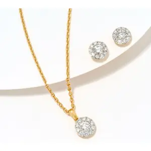 Fire Light Lab Grown Diamond Pendant & Earring Set 1.00 cttw Sterl