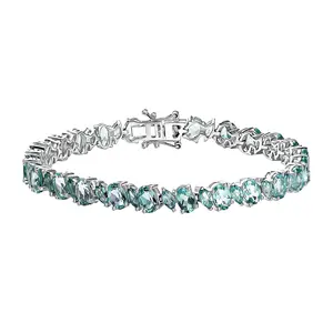 Natural Green Apatite 14.75 ctw Sea Waves Bracelet in Rhodium Over Sterling Silver 7.25 In Christmas Gifts