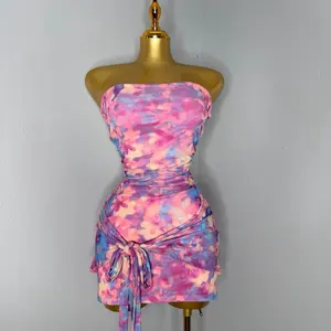 Printed Colorful Mini Dress Open Back