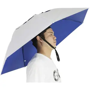 Fishing Umbrella Hat Folding Adjustable Sun Rain Cap, 37.4"Oversize Hands Free Umbrellas, 7-Ribs Anti-UV  Headwear for Fishing Gardening Golf Sunshade Outdoor