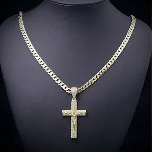 YC 14k Cuban Cross,Handcrafted Polishing and Multiple Electroplating Daily Wear Necklace,Valentine's Day Gift.