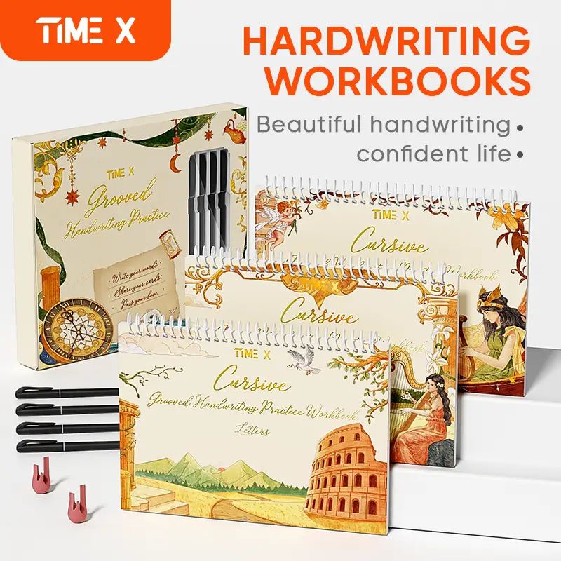TIMEX Grooved Cursive Handwriting Workbook Magic Reusable Grooved Handwriting Practice With Tearable Creative Greeting Cards