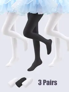 3 Pieces Performance-Ready Children's No-Heel Tights - Perfect for Dance & Gymnastics Kid Tights Stretch Set