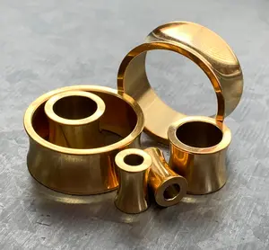 PAIR of Stunning Gold Saddle Double Flare Tunnels/Plugs - Gauges 2g (6mm) thru 1" (25mm)