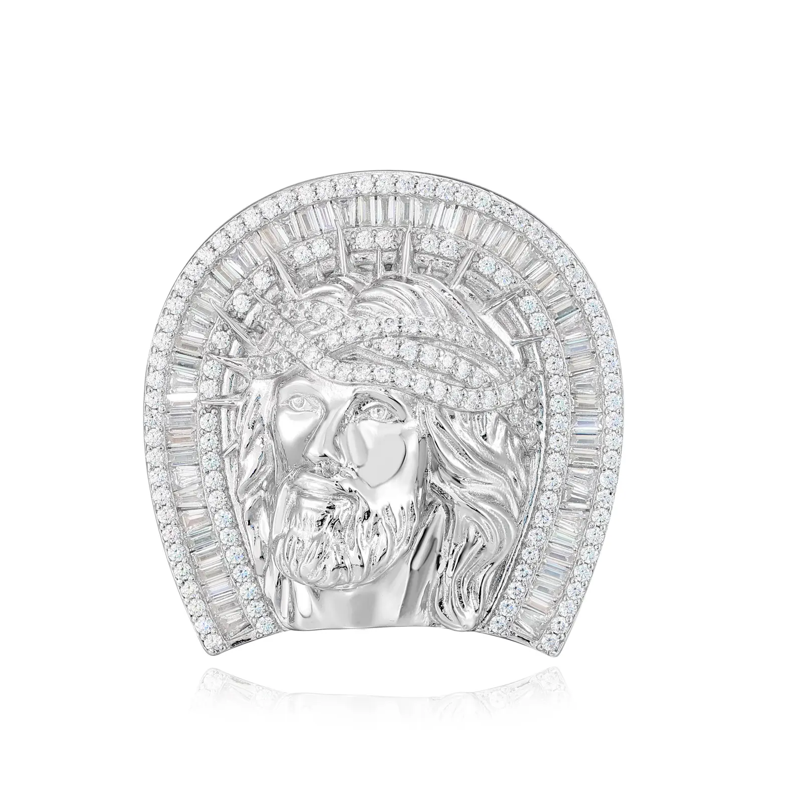 【#CMR02】Horseshoe Jesus Ring  Copper Moissanite UCCIYO Lab-Created Moissanite Ring For Men or Women Hip Hop Rock Fine Jewelry