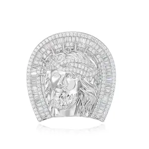 【#CMR02】Horseshoe Jesus Ring  Copper Moissanite UCCIYO Lab-Created Moissanite Ring For Men or Women Hip Hop Rock Fine Jewelry