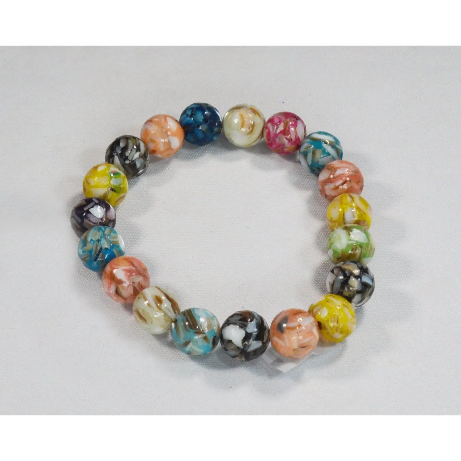 12mm Pastel Rainbow Sea Shell and Glass Mosaic Beaded Stretch Bracelet – Beach Sand Aesthetic special gift touch bracelet natural stone locked permanent