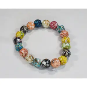 12mm Pastel Rainbow Sea Shell and Glass Mosaic Beaded Stretch Bracelet – Beach Sand Aesthetic special gift touch bracelet natural stone locked permanent