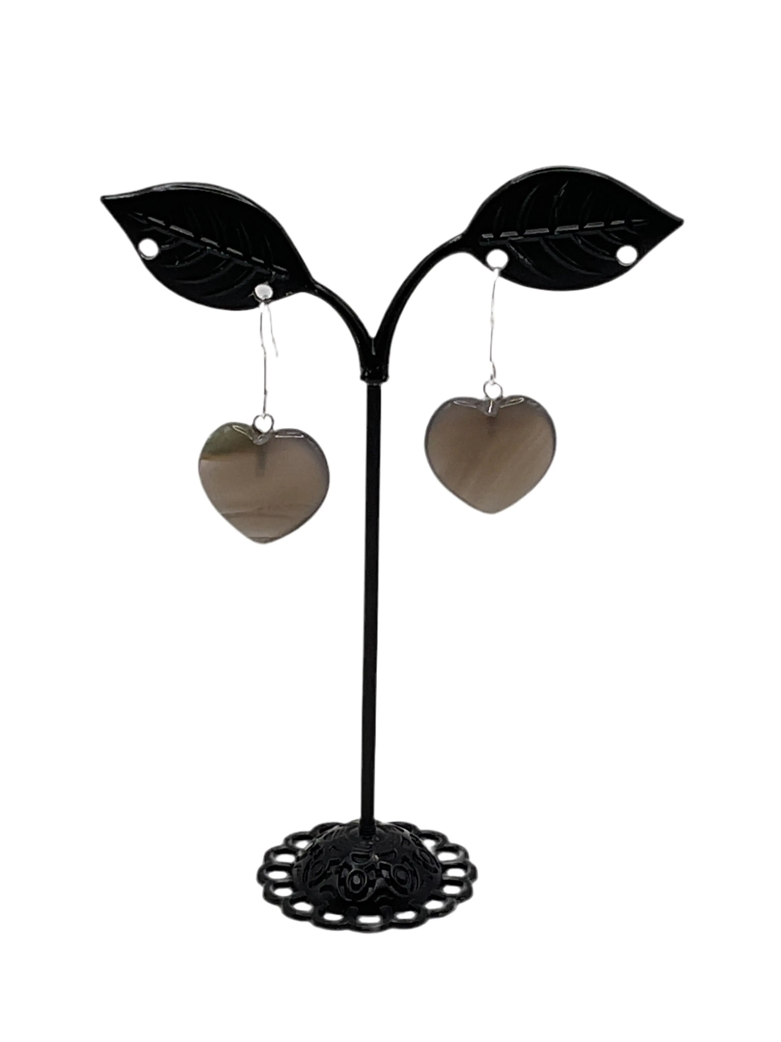 Grey heart earrings