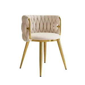 Sweave Nordic Barrel Back Dining Chair Round Accent Chair Velvet Upholstery