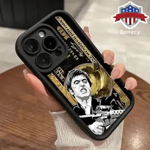 Money Scar Face Painted Pattern Phone Case for iPhone 17 16 15 14 Pro Max 13 12 11 Air XR XS Plus Shockproof Non Slip Military-Grade Protection Silicone Cover Protective Smartphone Casing