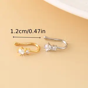 3Pcs Non-Piercing U-Shaped Nose Cuff Clip, Shiny Rhinestone Fake Nose Ring, No Hole Comfortable Fashion Piercing Jewelry For Women