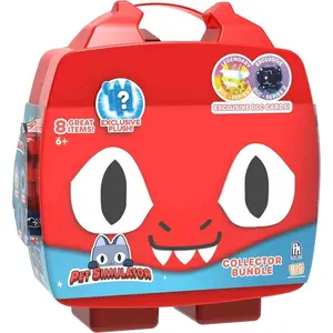 PET SIMULATOR Red Dragon Mystery Collector Bundle with 2 DLC Codes 2 Mystery Eggs Poster Sticker Exclusive Plush Egg and 8 Great Items