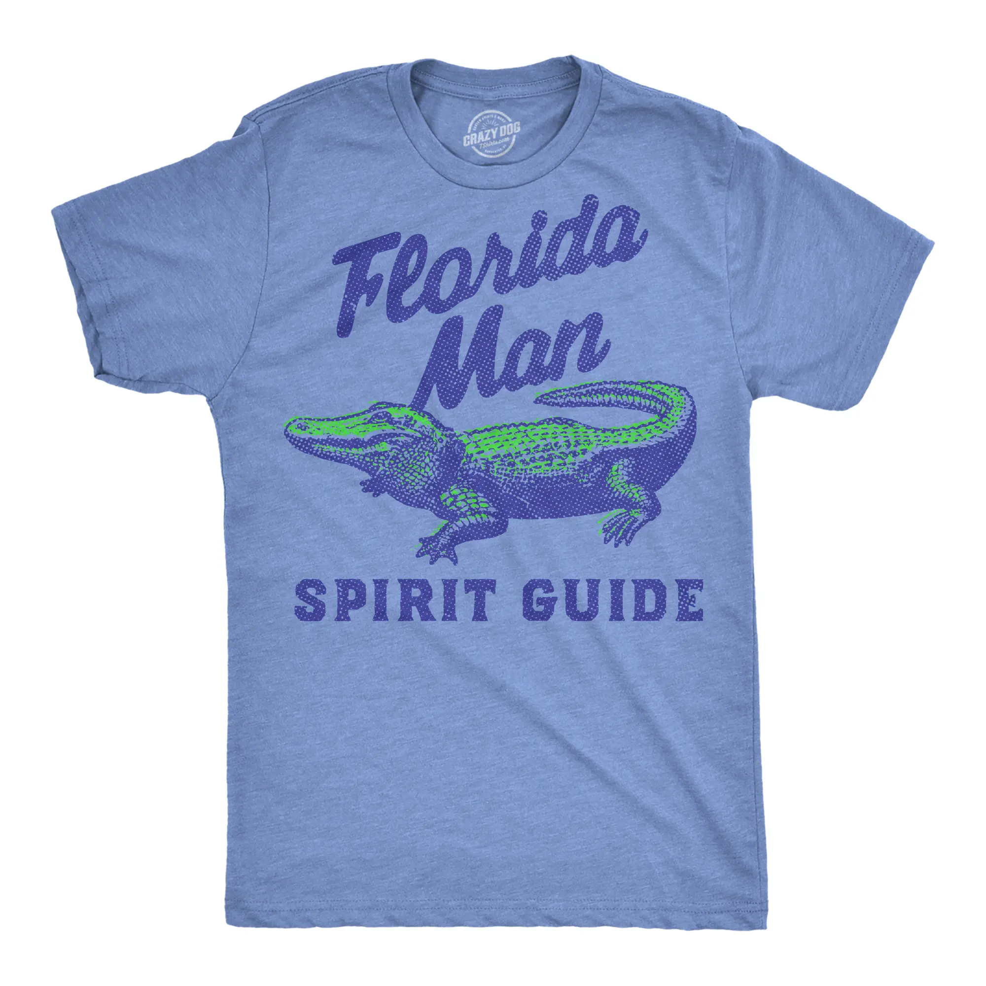 Mens Funny T Shirts Florida Man Spirit Guide Sarcastic Gator Graphic Novelty Tee For Men Mens Funny T Shirts Cool Vintage Fashion T-Shirt Gift Classic Menswear Funny Animal Short Sleeve Novelty Tees for Guys Light Blue