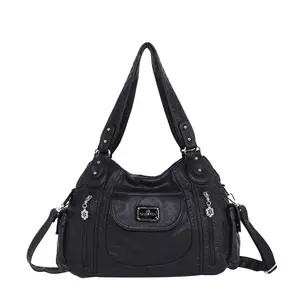 Angel Kiss Purses for Women, Large Shoulder Bag Hobo Tote Purse Mutipocket Faux Leather Satchel Hobo Purse