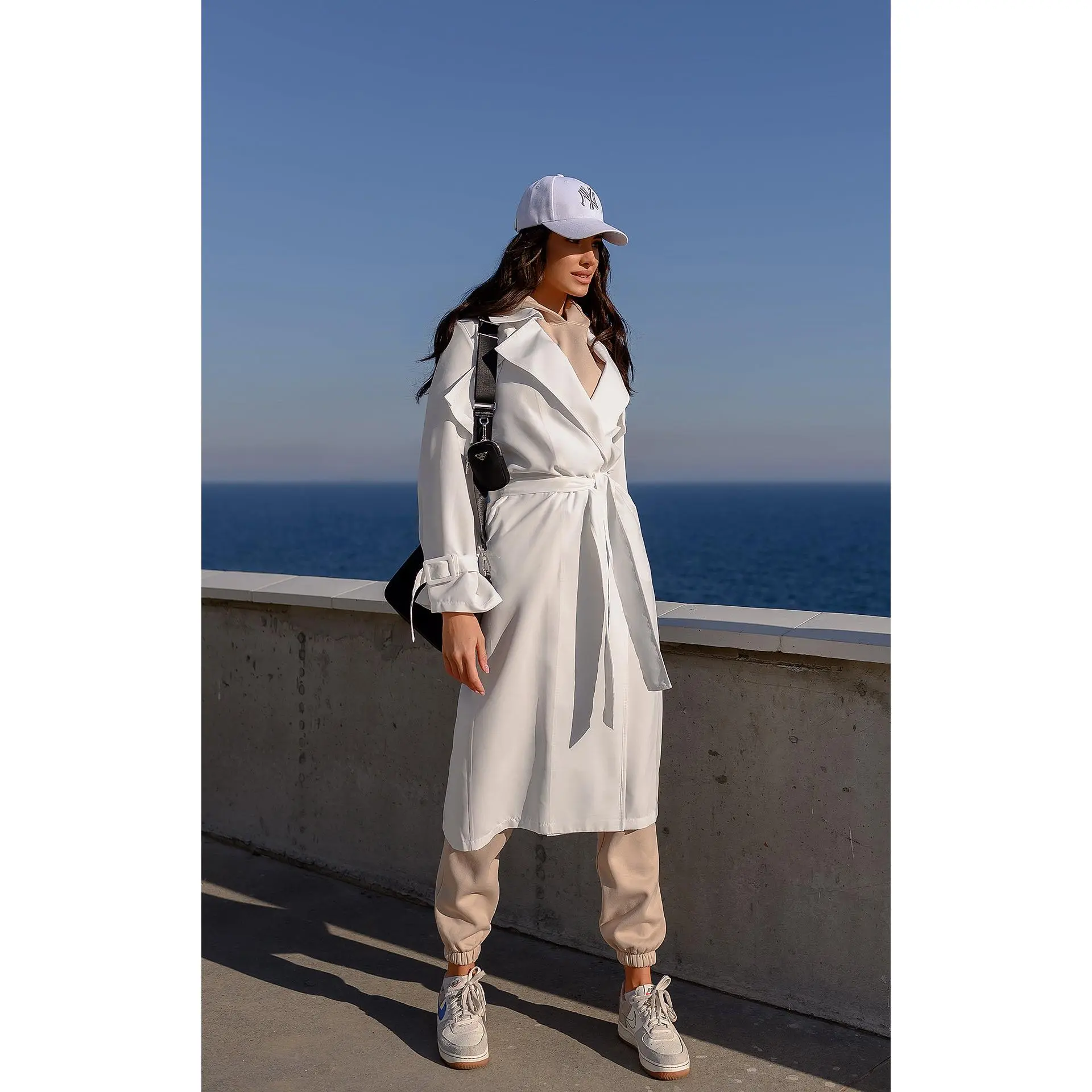 White Belted Trench Coat