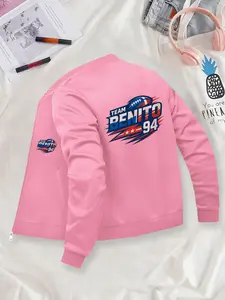 Trendy Sporty Men's American Football Themed-Printed Baseball Jacket, Outerwear for Daily Casual Campus Wear, Zip-Front Nurse Jacket, 4-Way Stretch Fabric, Comfortable & Fashionable Workwear, Apparel for Medical Professionals, Durable Nursing Jacket