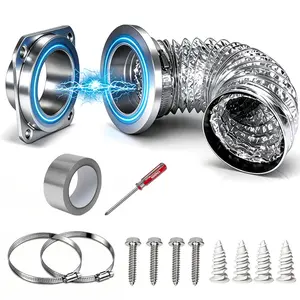 Magnetic Dryer Vent Connector Kit with Dryer Vent Hose 4" x 2.64ft, Quick Connect Dryer Vent Hose, Strong Magnetic Coupling, Tight Seal No Air Leak, Space Saving Easy Install