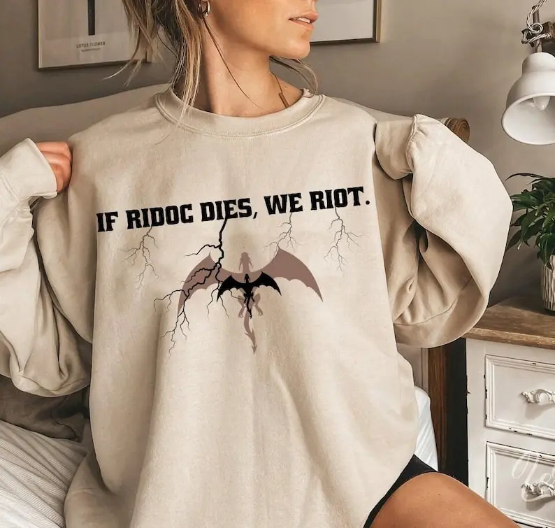 If Ridoc Dies, We Riot , Basgiath War College , Fourth Wing , Ridoc , Onyx Storm , Dragon Rider Sweatshirt