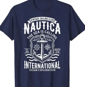 Nautica International Vintage Sailing Club Anchor Emblem T-Shirt 6A1