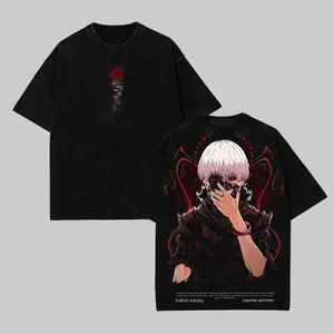 Ken Kaneki Tokyo Ghoul Oversized Vintage Washed T-Shirt, Anime Graphic Tee, Retro Grunge Y2K Streetwear Unisex Top, Soft Heavyweight Cotton Casual, Manga Art Edgy Otaku Gift, Viral TikTok Aesthetic #tokyoghoul #kenkaneki