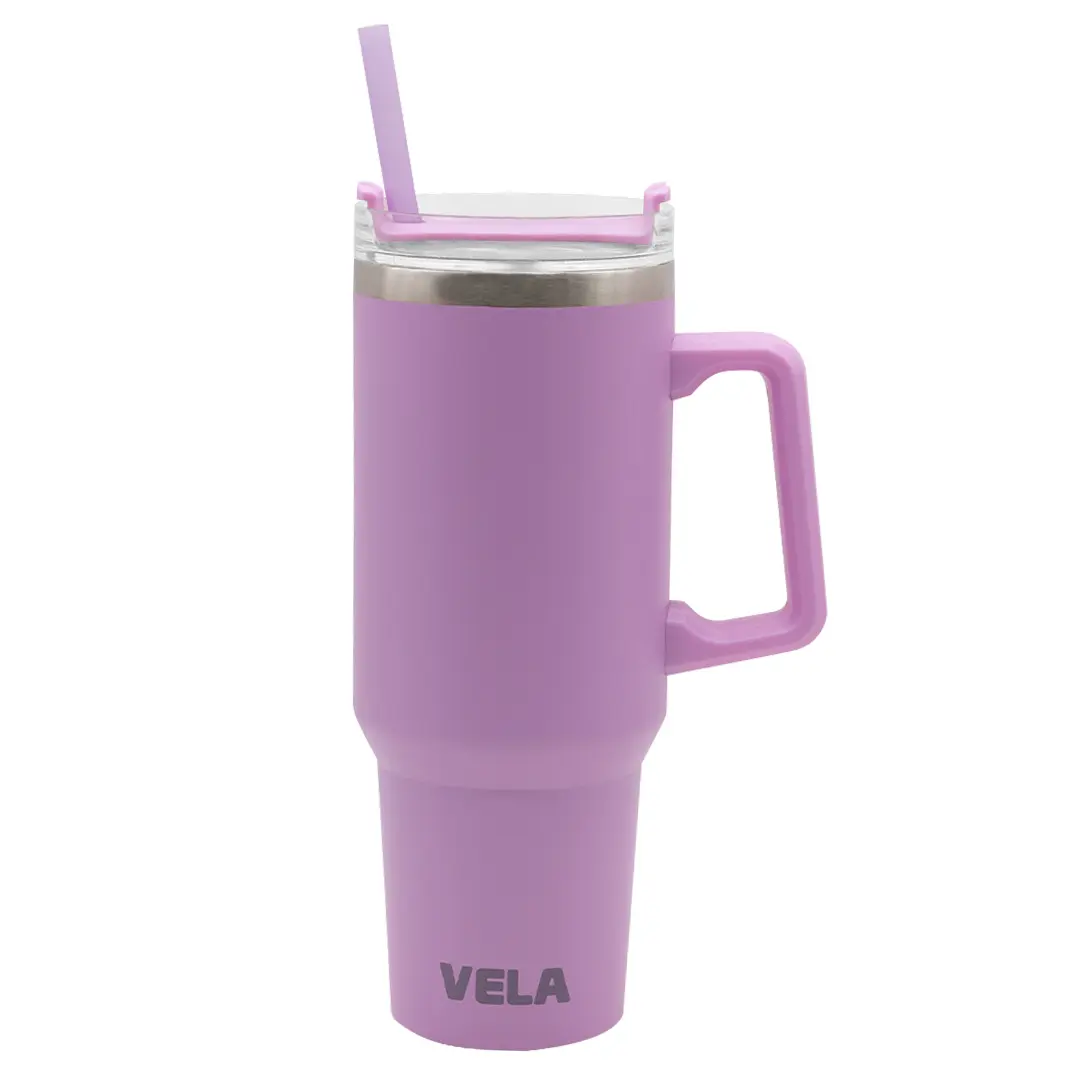 Vela 40oz Tumbler - Double Wall Vacuum Insulated Stainless Steel Cup with Handle, Straw, and BPA-Free Design for Sports & Outdoor Use