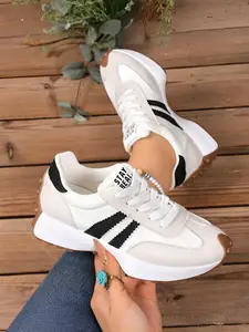 Women's All-Season Aggressive Running Shoes, Elegant Fashion Casual Shoes, Round Toe Low Top Shoelace Thick Sole Outdoor Running Shoes