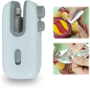 Mini Bag Sealer, Upgraded 2 in 1 USB Rechargeable Bag Sealer Heat Seal Tool, Portable Vacuum Sealer, Mini Sealing Machine Heat Seal Tool, Snack Sealer Household Mini Sealing Machine (White-1pcs)