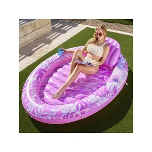 Syncfun Tanning Pool Lounger Float, Luxury Fabric Large Pool Floats Inflatable Lake Float Heavy Duty Suntan Tub For Lake, Outdoor, Backyard, Swimming Pool