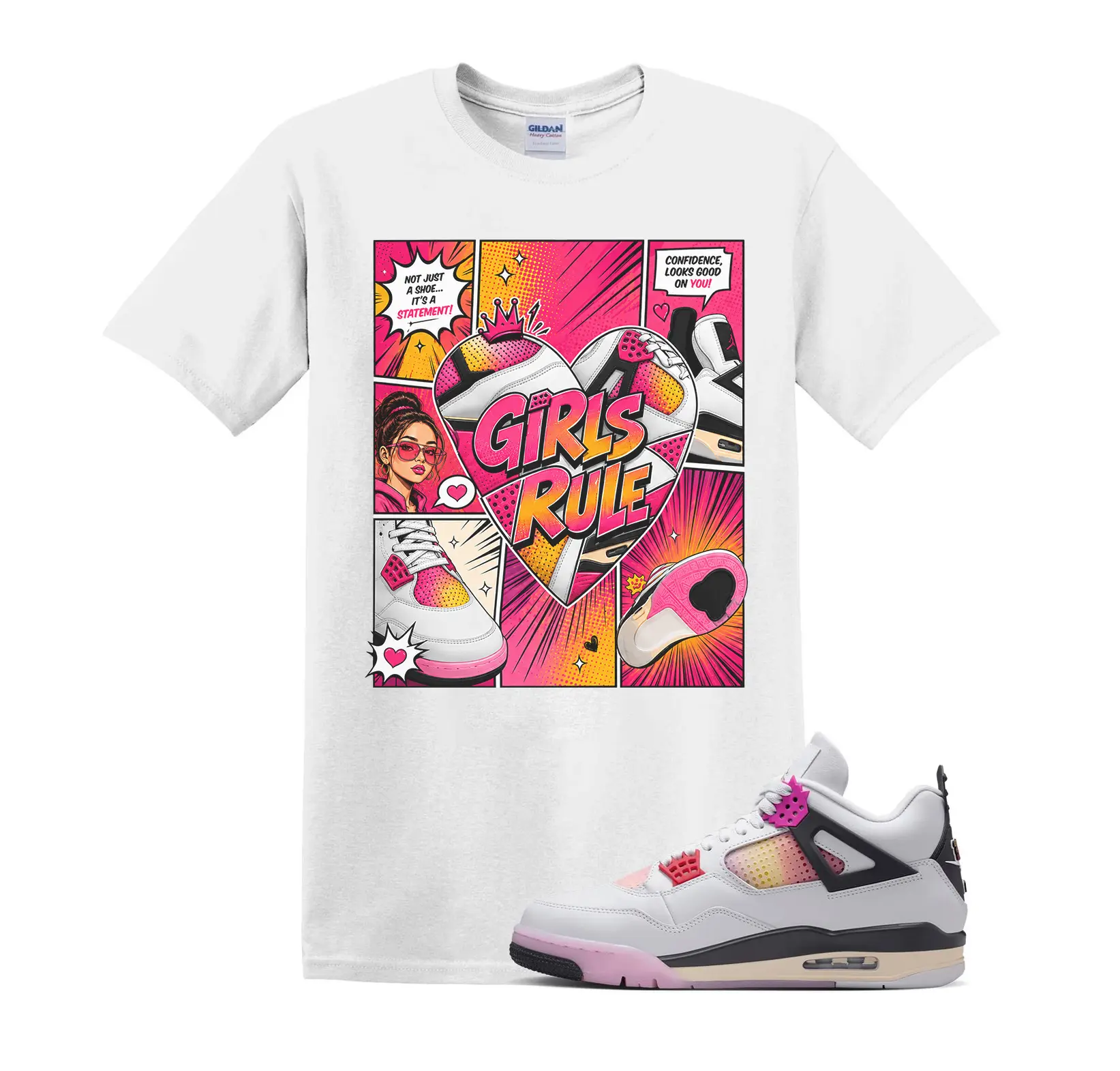 4 Comic Matching Shirt, Girls Rule Comic Graphic Tee, 90s HipHop Streetwear, Gift For Women and Men, Best Gift