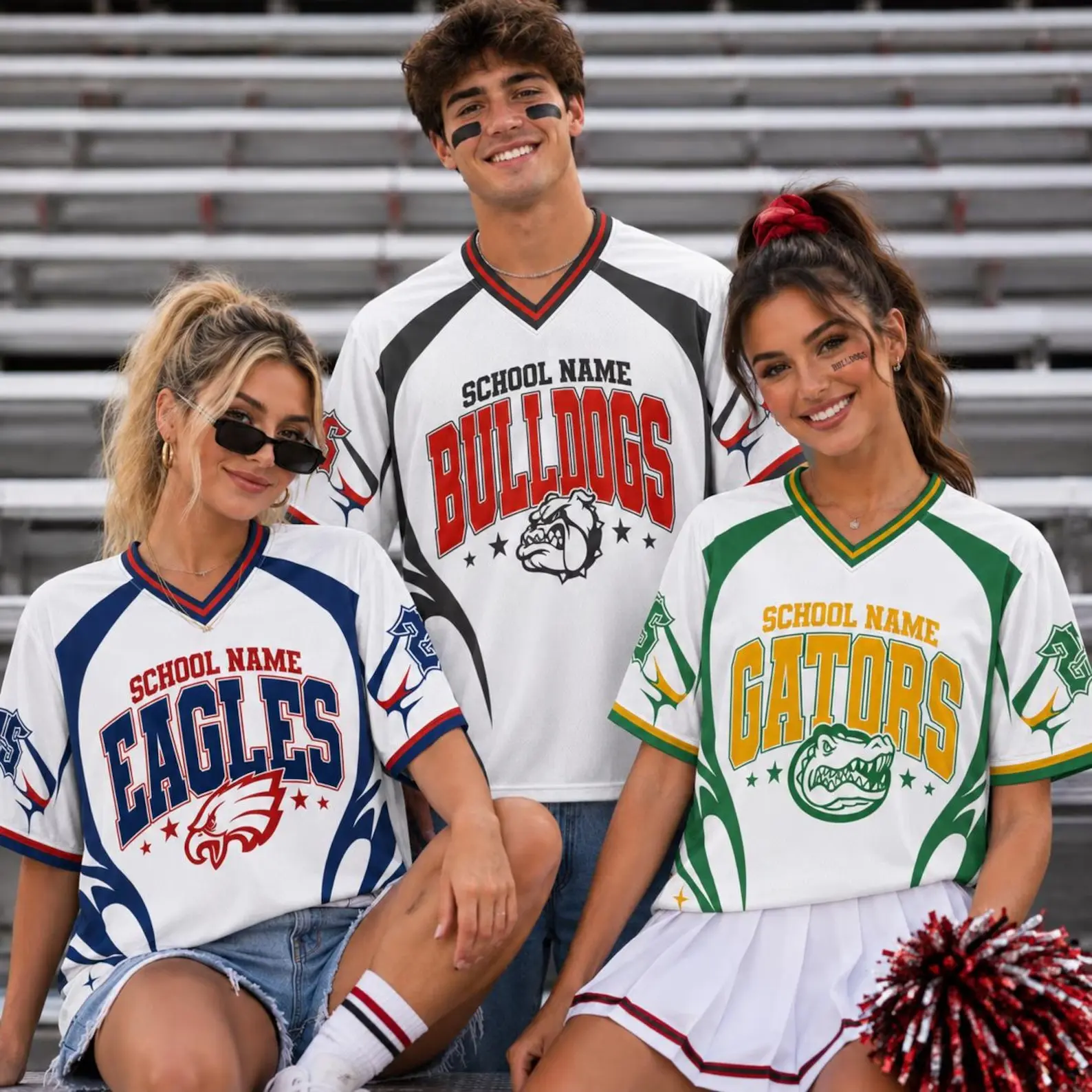 Custom Mascot Jersey Shirt Personalized School Name V Neck Varsity Team Spirit Top