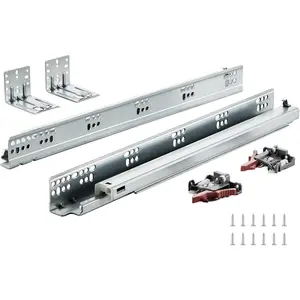 VEVOR 6 Pairs 18 Inch of 15 18 21 Inch Soft Close Bottom Mount Drawer Slides, Heavy Duty Ball Bearing Full Extension Steel Track, Noiseless Guide Glides Cabinet Kitchen Runners with Locking, 100 Lbs