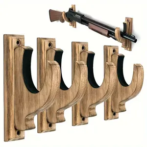 2025 Vintage Wooden Wall Mount Display Rack - Universal Gun Storage Brackets, Perfect for Home Decor, Includes Installation Kit Organiser
