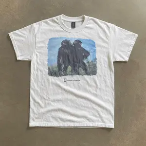 Gildan Men's and Women T-shirt, Vintage 90s National Geographic Chimpanzee Monkey T shirt, Animal tee, Y2k Unisex Graphic Tees Gothic Grunge Emo Scene Amity Affliction Style Clothes Menswear Womenswear Streetwear